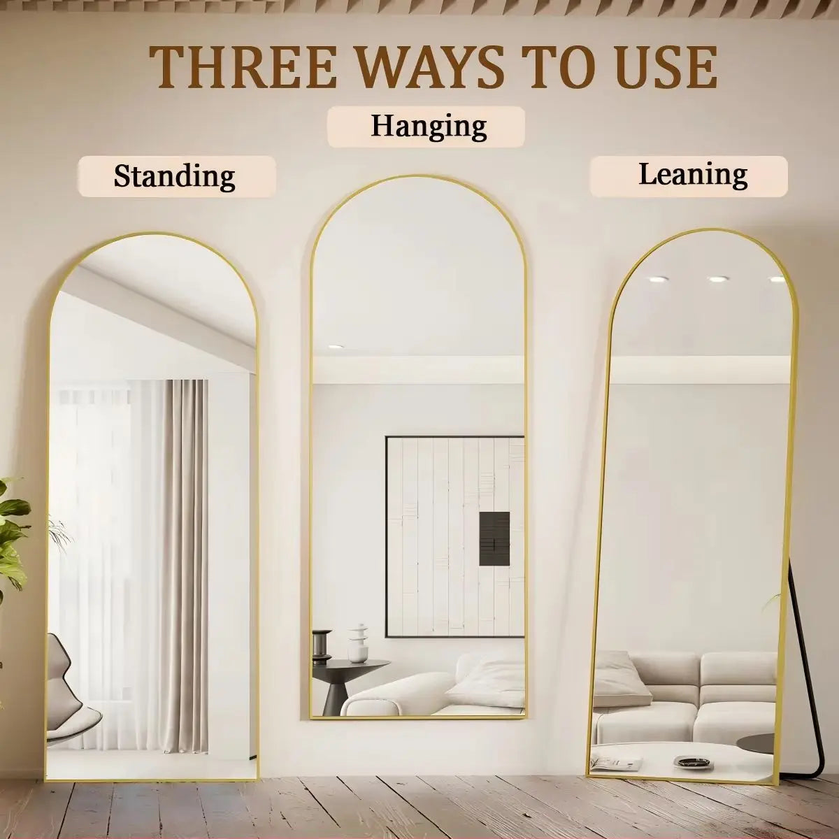 Arched Full Length Mirror, Standing or Hanging
