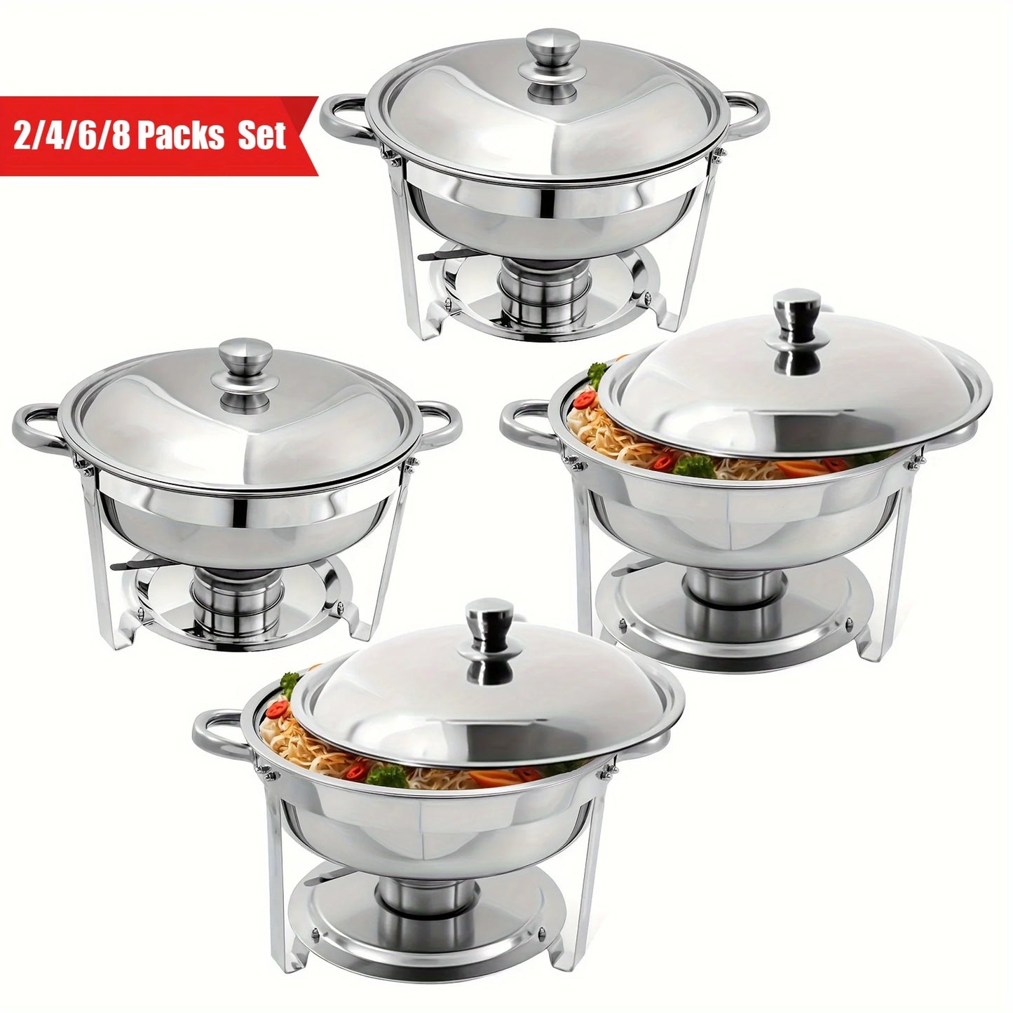 1/2/4/6/8 Packs 5-Qt Stainless Steel Chafing Dish
