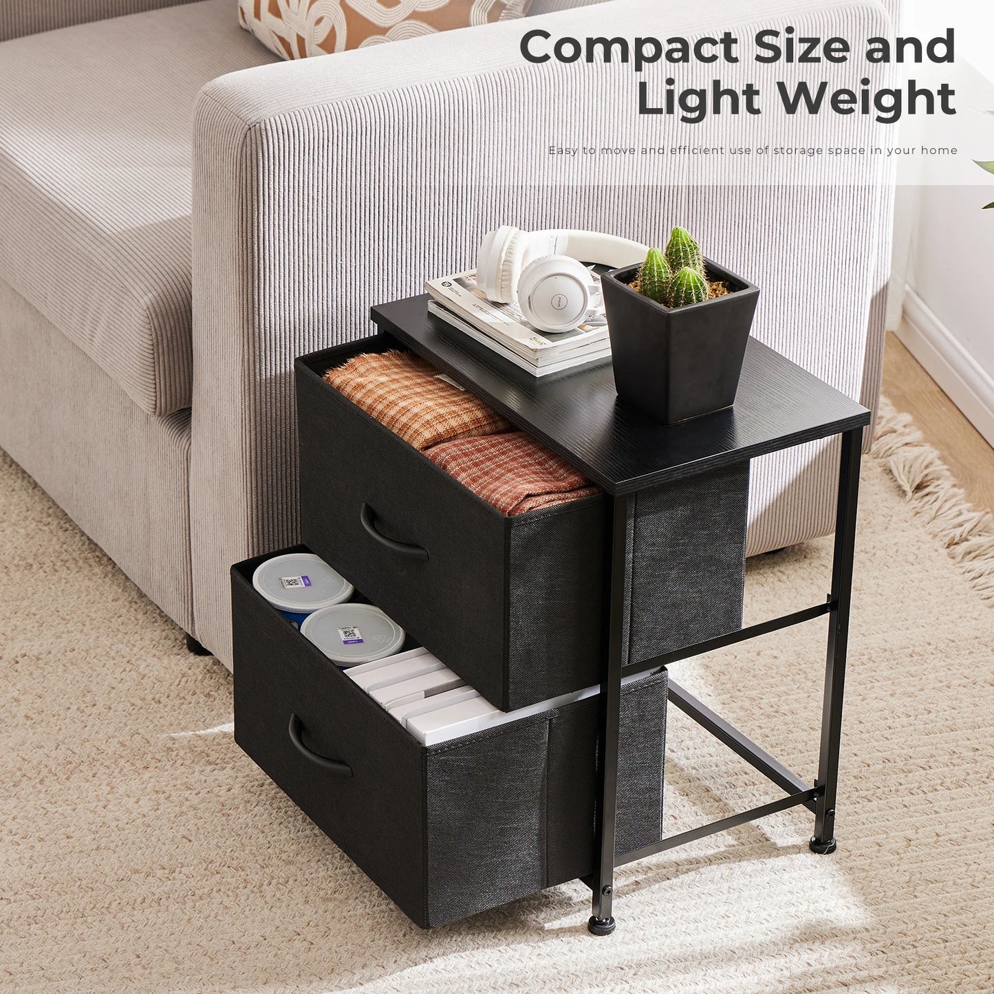 JHK Living Room Cabinet Layers Set of 2 Fabric Drawers