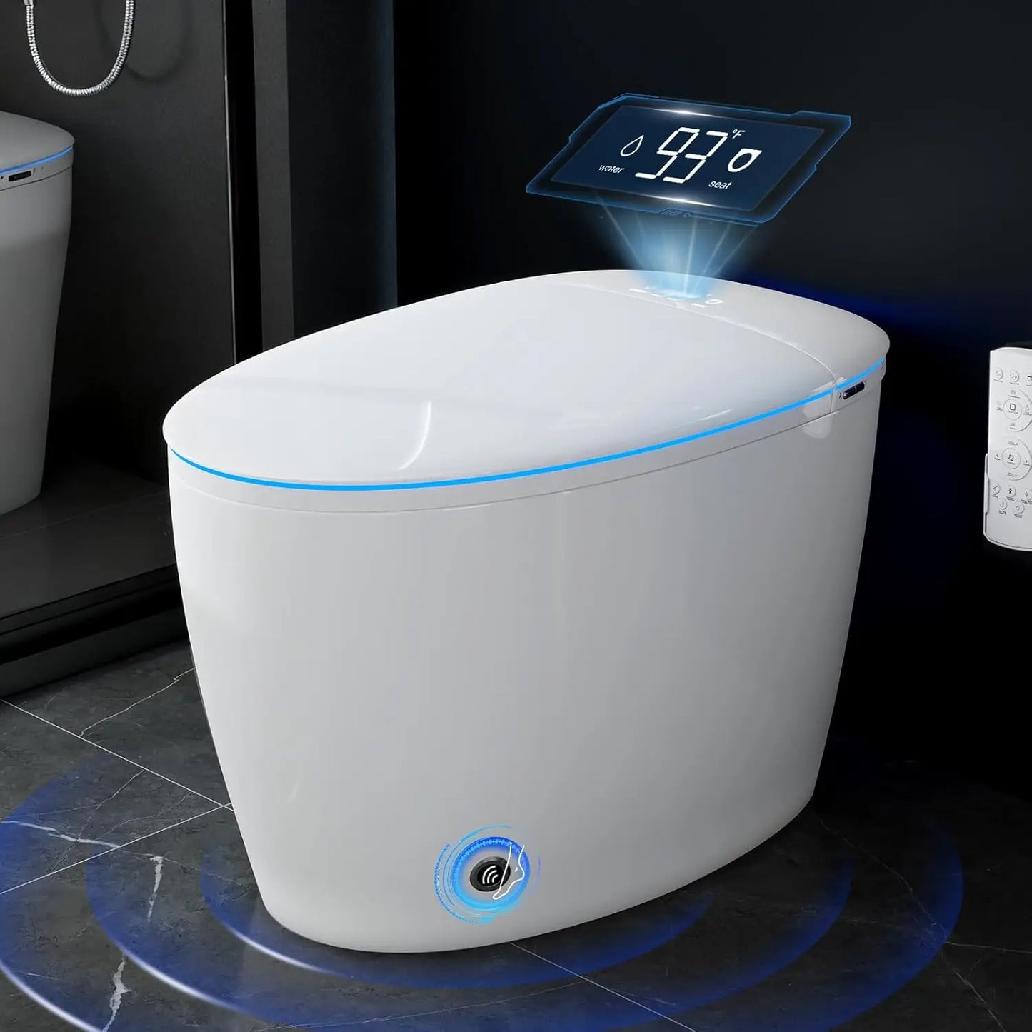 Smart Toilet with Bidet Built in, Foam Shield, Auto Open/Close Lid & Dual Flush, Instant Warm