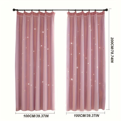 Blackout Blue Romantic Sheer Double-Layer Girls Curtains Princess Design