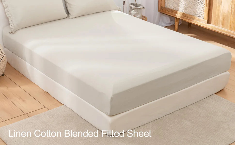 Linen Fitted Sheet (1 Piece) - 14 Inch Deep Pocket Mattress Cover