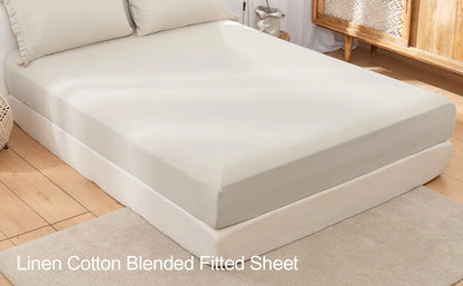 Linen Fitted Sheet (1 Piece) - 14 Inch Deep Pocket Mattress Cover