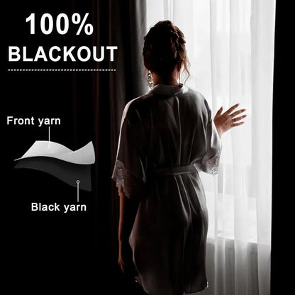 2 Thermal Insulated Blackout Curtains with Burgundy Tiebacks, W70xL84