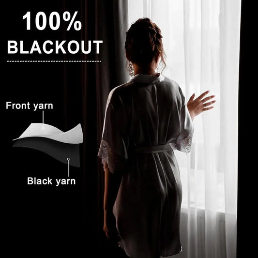 2 Thermal Insulated Blackout Curtains with Burgundy Tiebacks, W70xL84