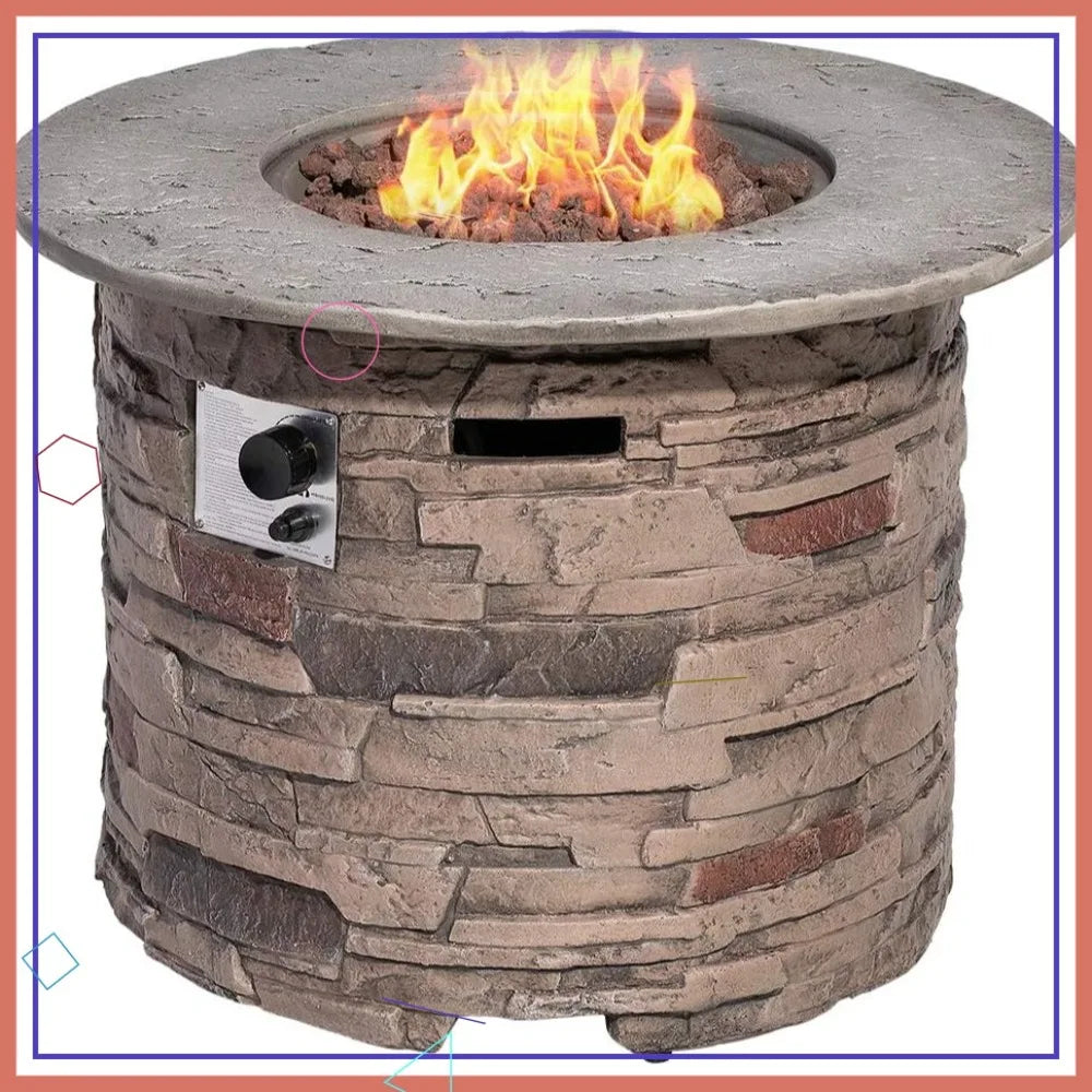 Outdoor Propane Fire Pit Table 40,000 BTU with Lava Rocks & Waterproof Cover, CSA Certified for Patio Garden