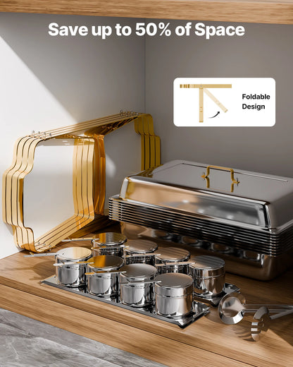 8 Qt 4 Pack Chafing Dish 2 Full Size and 4 Half Size Pan, Stainless Steel