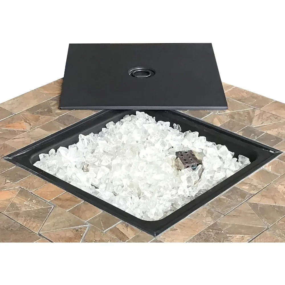 Outdoor Patio 40,000 BTU 30x30 Inch Square Tile Table Top Propane Fire Pit and Fire Glass