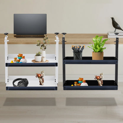 Adjustable 2-Tier Desk Shelf Clamp-On Storage