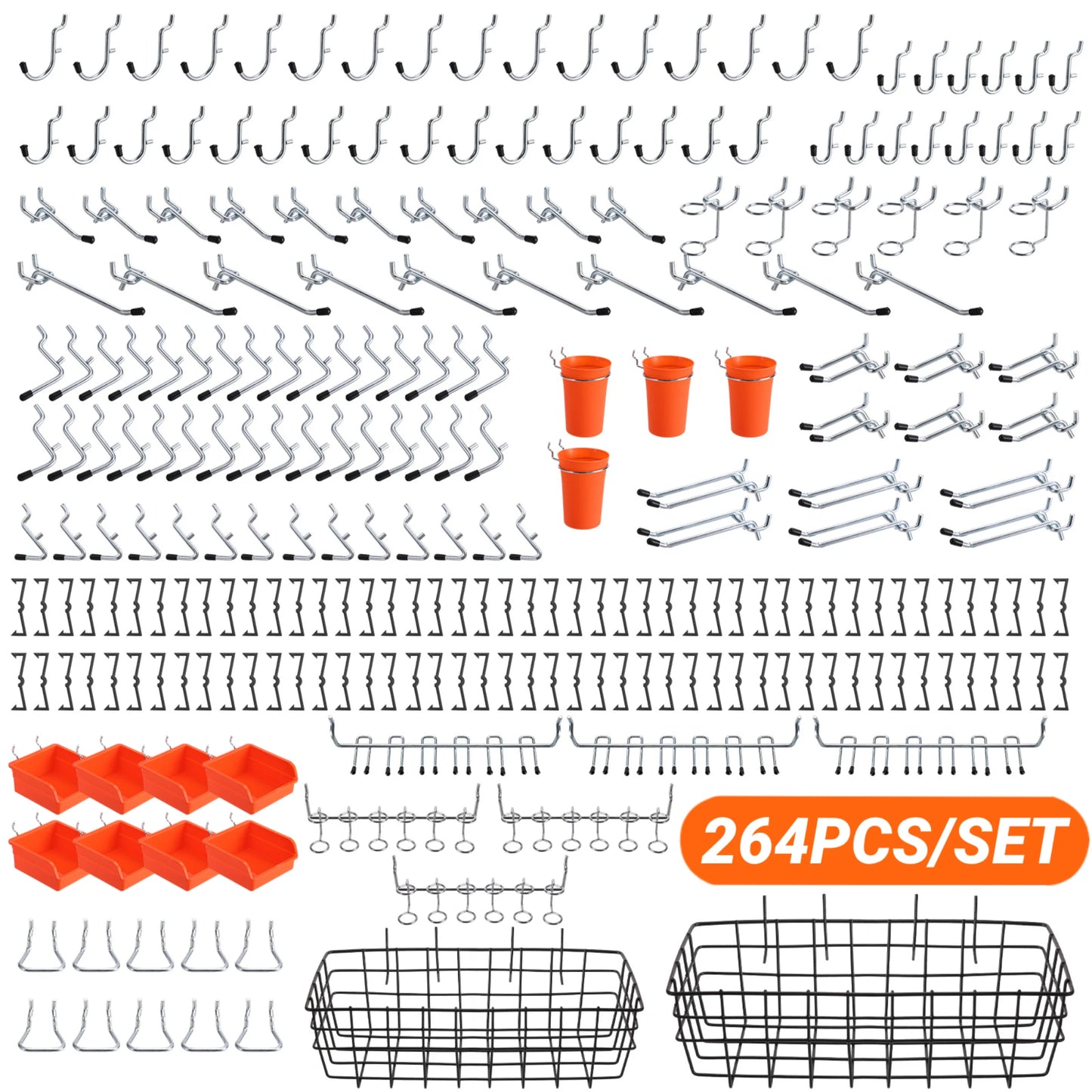 264pcs/set Peg Board Hooks Assortment for 1/4in Pegboard
