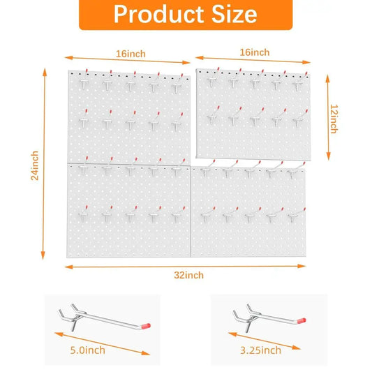 Metal Pegboard Panels and Hooks for Garage, Workbench, Shop, Shed Tool Organizer