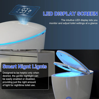 Smart Toilet with Bidet Built in, Foam Shield, Auto Open/Close Lid & Dual Flush, Instant Warm