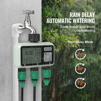 3 Outlets Hose-3 Independent Watering Zones- Watering Sprinkler Timer