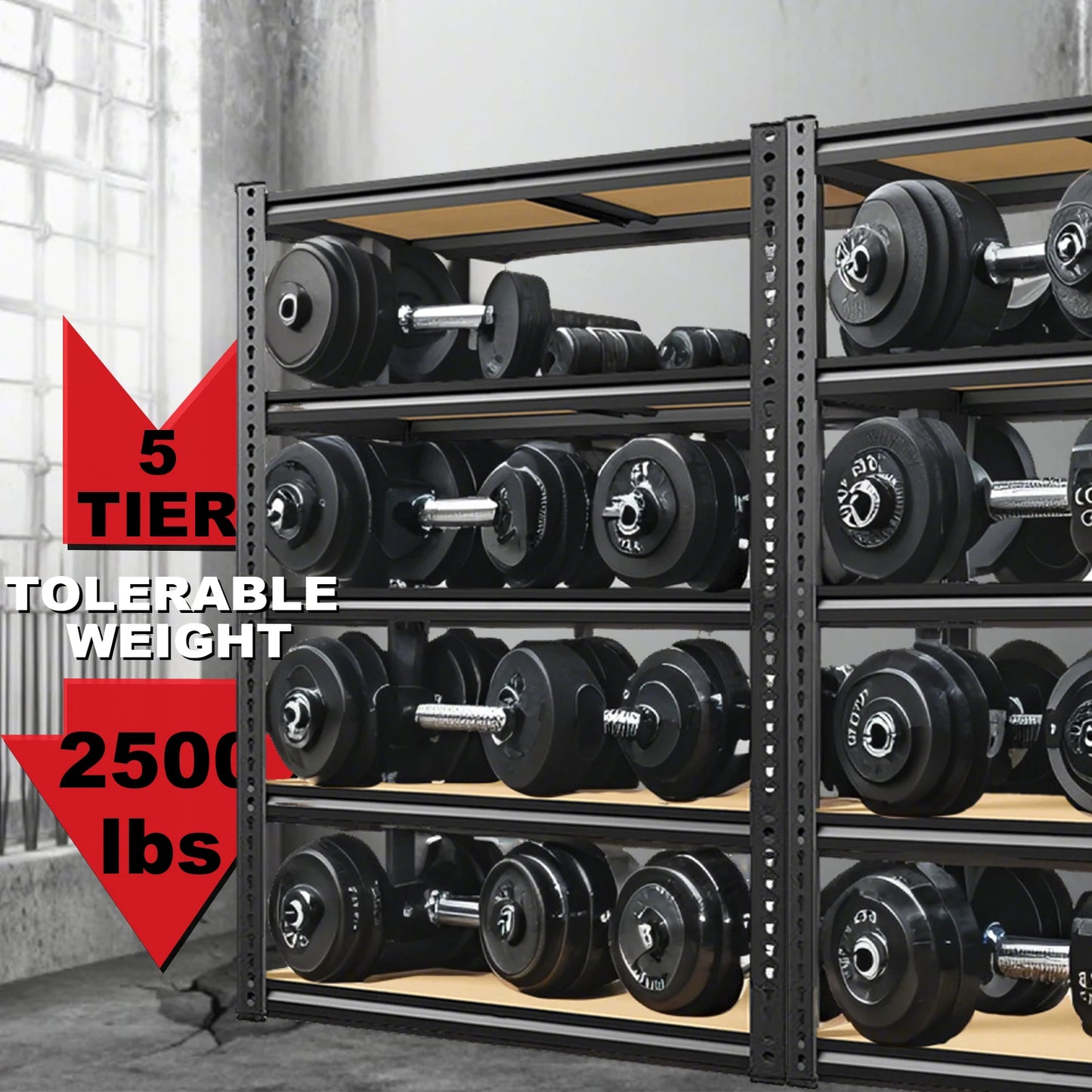 72"/60"H Garage Shelving, 2000LBS Capacity Heavy Duty Adjustable