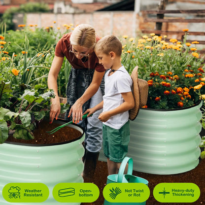 2-Pack Oval Galvanized Steel Raised Garden Bed- Open Base/Safety Edge