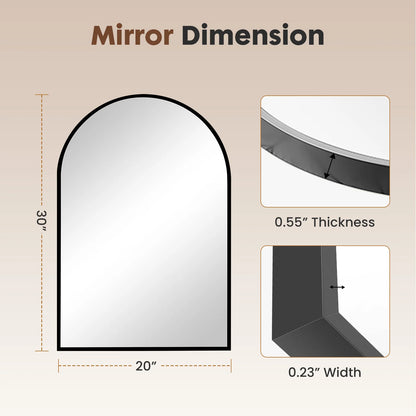 JHK 26"x38" Arched Metal Framed Wall  Hanging Mirror Glass Mirror