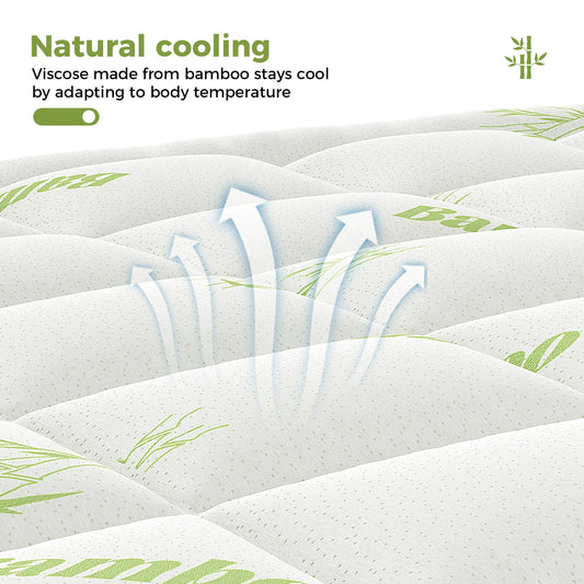 Bamboo Fiber Soft Mattress Topper with Deep Pockets 400g