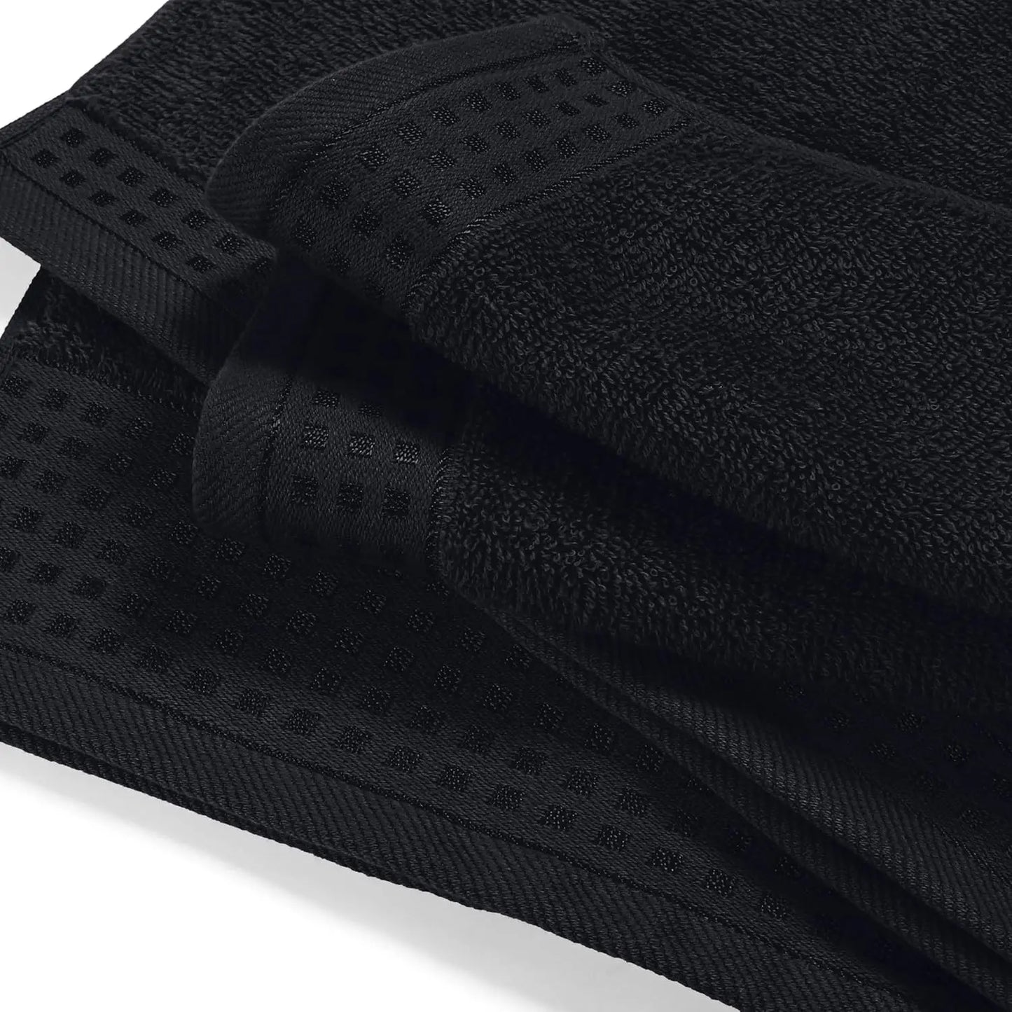 Ultra Soft 3-Pack Cotton Towel Set, Compact & Lightweight for Everyday Use - Black
