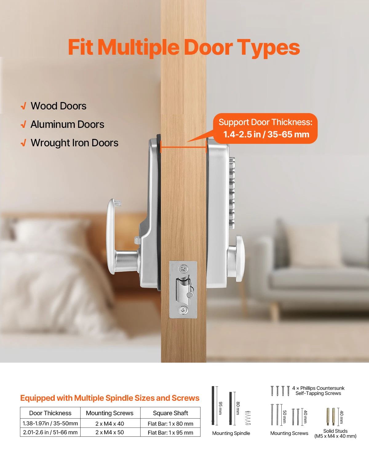 Mechanical Keyless Entry Door Lock 14 Key