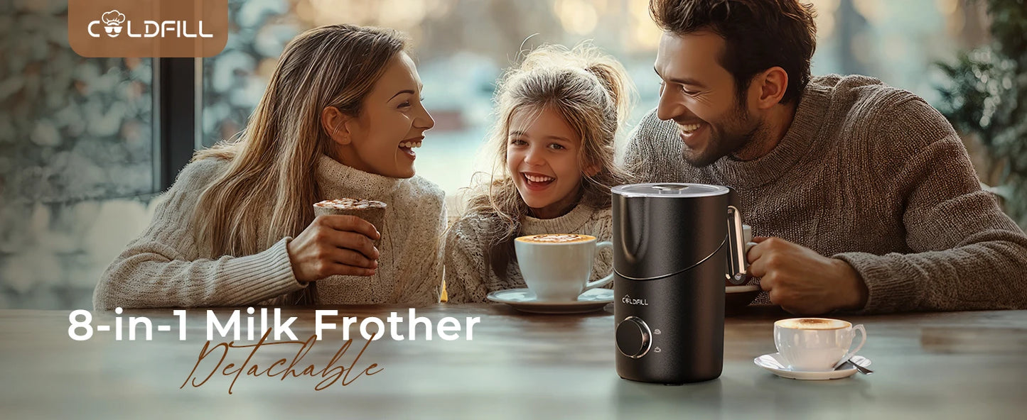 Milk Frother and Steamer, 8-in-1 Electric Frother for Coffee