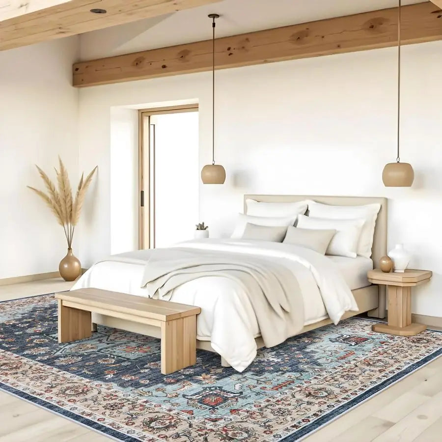 9x12 Oriental Area Rug Waterproof, Stain Resistant, Non-shed, Distressed Floral Designed