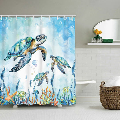 Turtle Bathroom Four-piece Set - Avant-garde Waterproof Shower Curtain