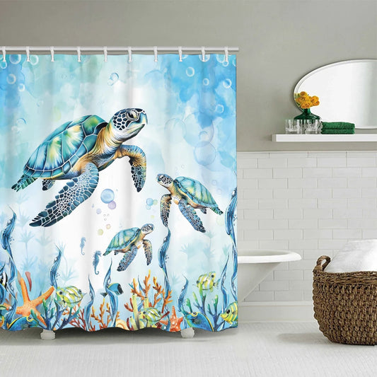 Turtle Bathroom Four-piece Set - Avant-garde Waterproof Shower Curtain