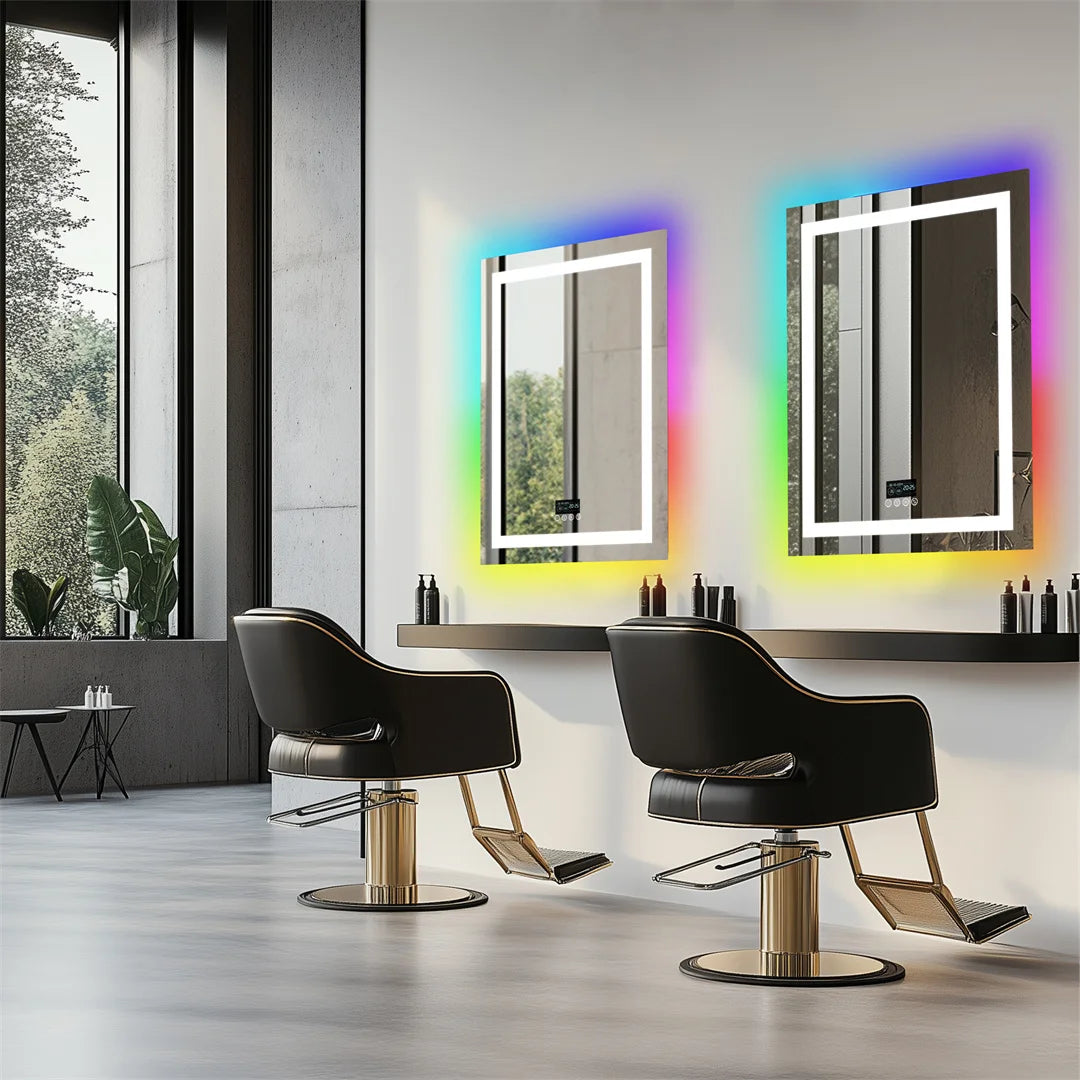 28x36 inch LED Lighted Bathroom Mirror with Bluetooth Speakers with Date Time