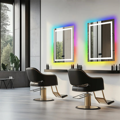 28x36 inch LED Lighted Bathroom Mirror with Bluetooth Speakers with Date Time
