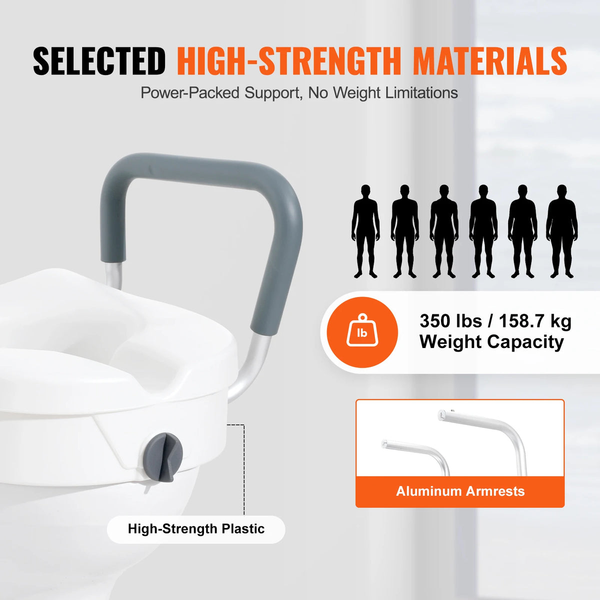 Raised Toilet Seat 5" Height Raised 350 lbs Weight Capacity