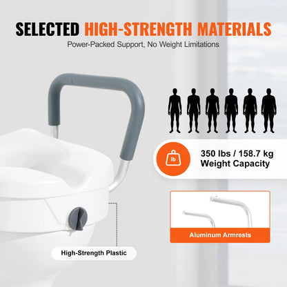 Raised Toilet Seat 5" Height Raised 350 lbs Weight Capacity