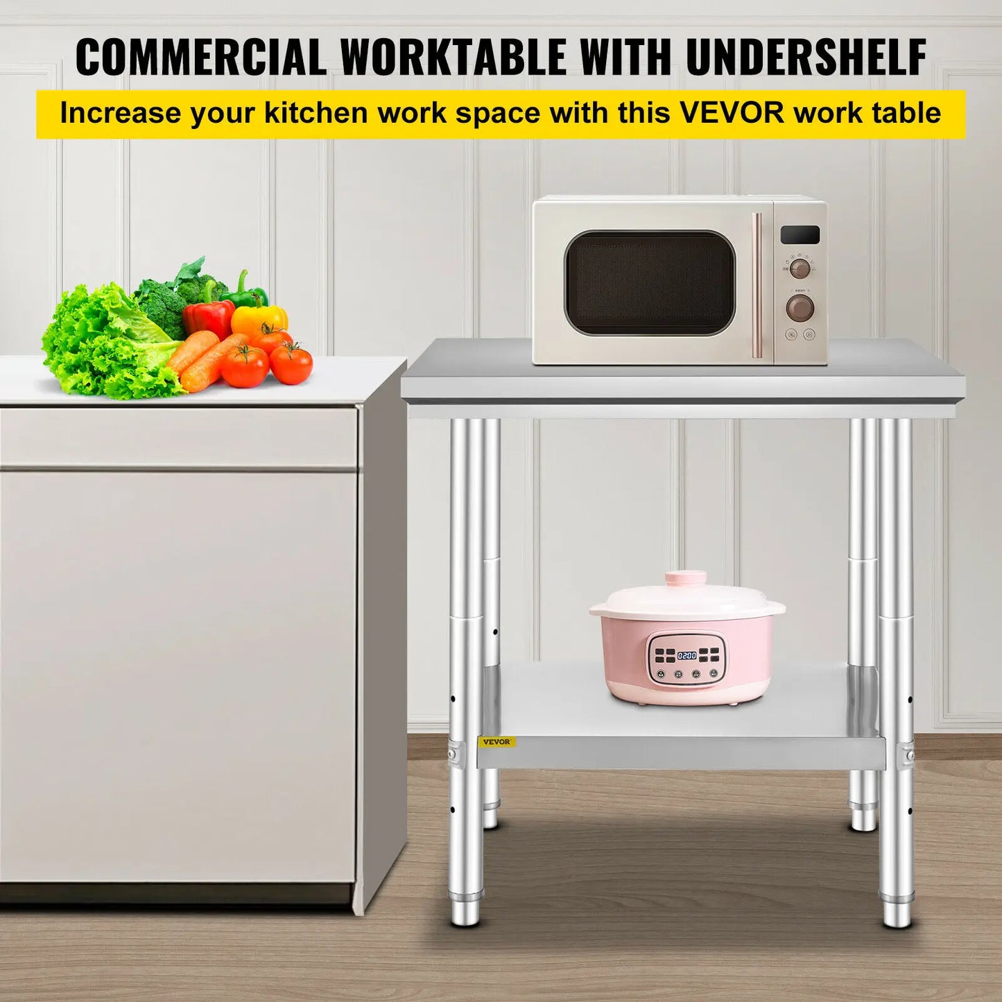 Stainless Steel Kitchen Work Bench w/Undershelf
