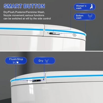 Smart Toilet with Bidet Built in, Foam Shield, Auto Open/Close Lid & Dual Flush, Instant Warm