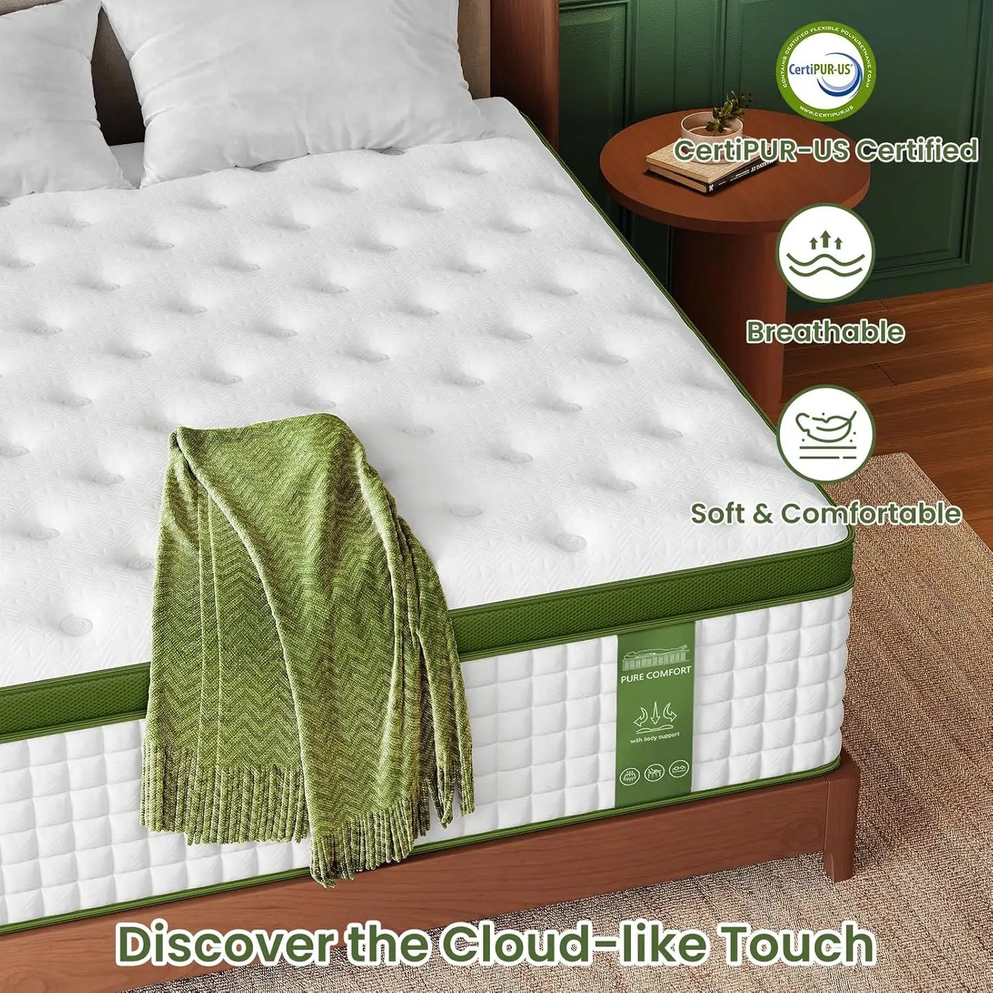 12" Hybrid Mattress, Full Size Mattress , Gel Memory Foam & Pocket Springs