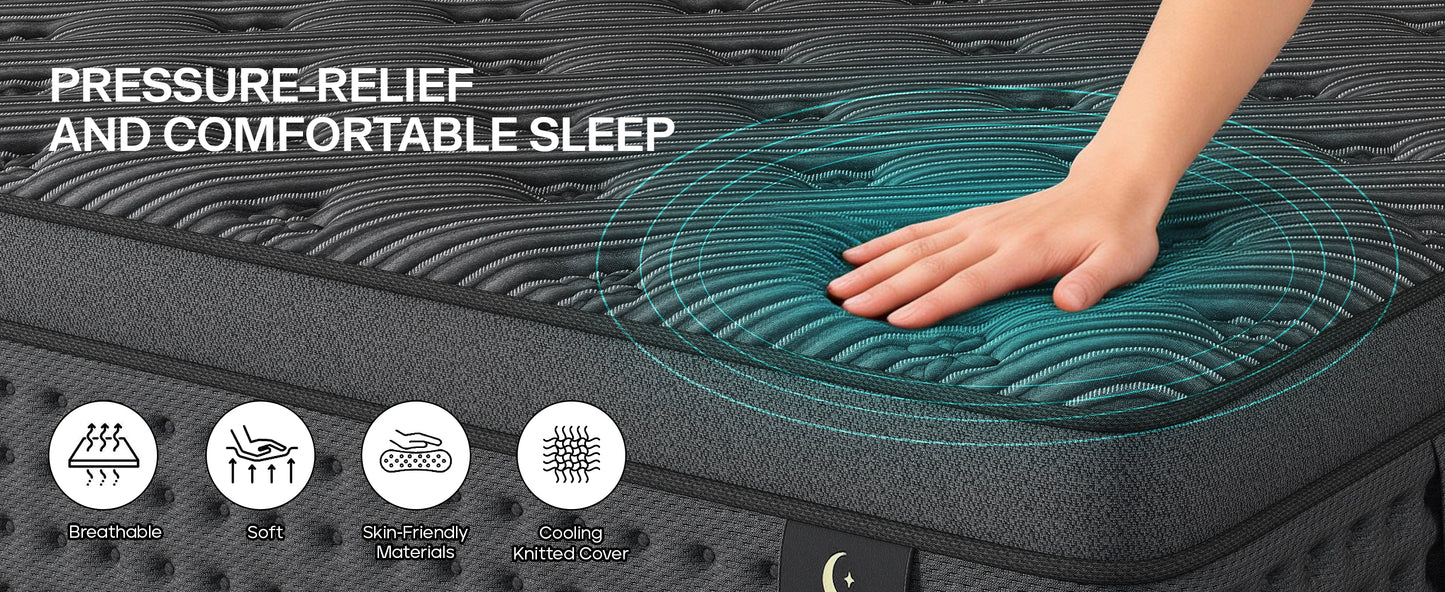 12"/14"Mattress in a Box Hybrid Spring Memory Foam,Euro Top