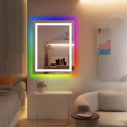 28x36 inch LED Lighted Bathroom Mirror with Bluetooth Speakers with Date Time