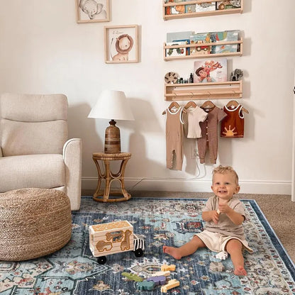 9x12 Oriental Area Rug Waterproof, Stain Resistant, Non-shed, Distressed Floral Designed