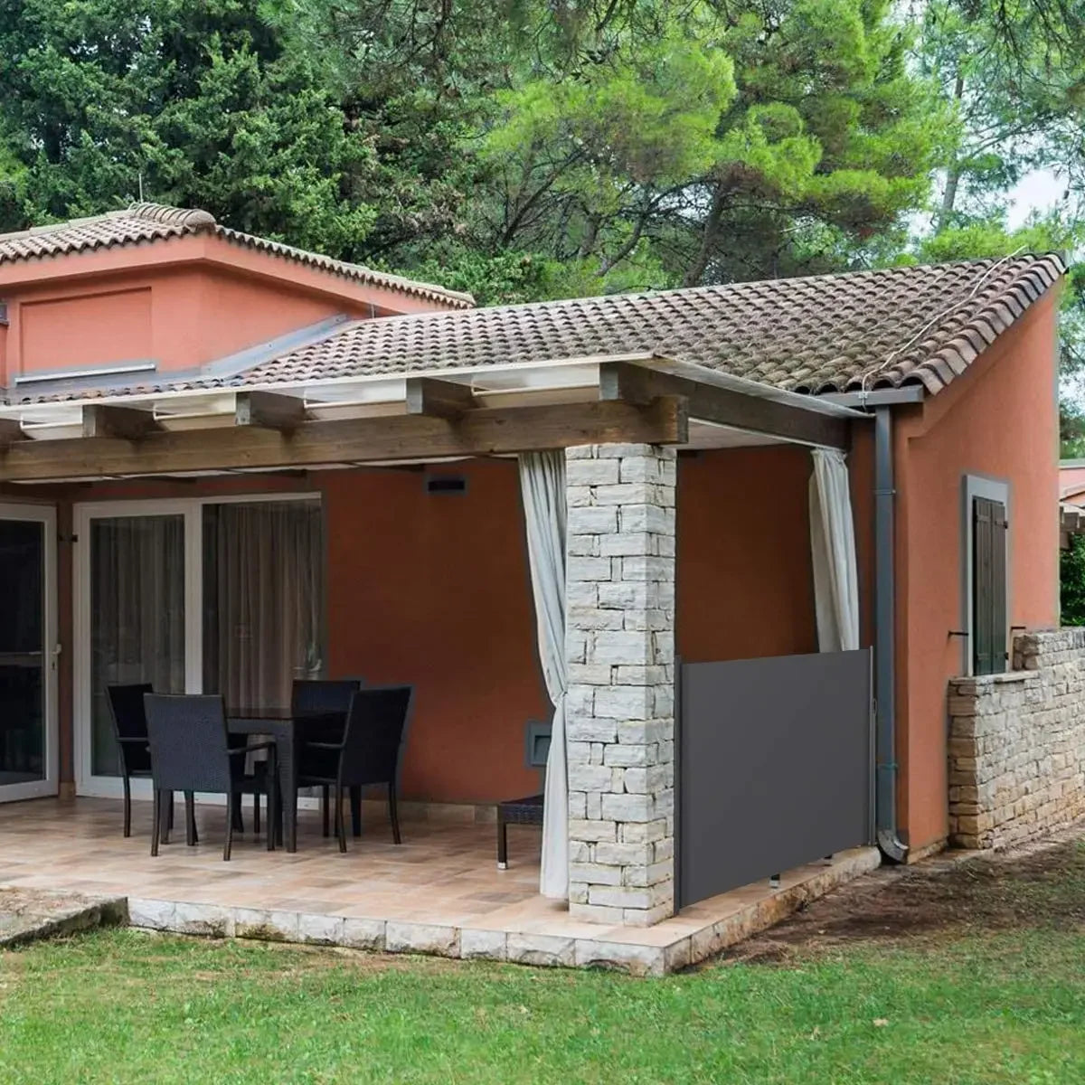 Retractable Side Awning- Garden Terrace Sunshade/Screen Privacy/Divider