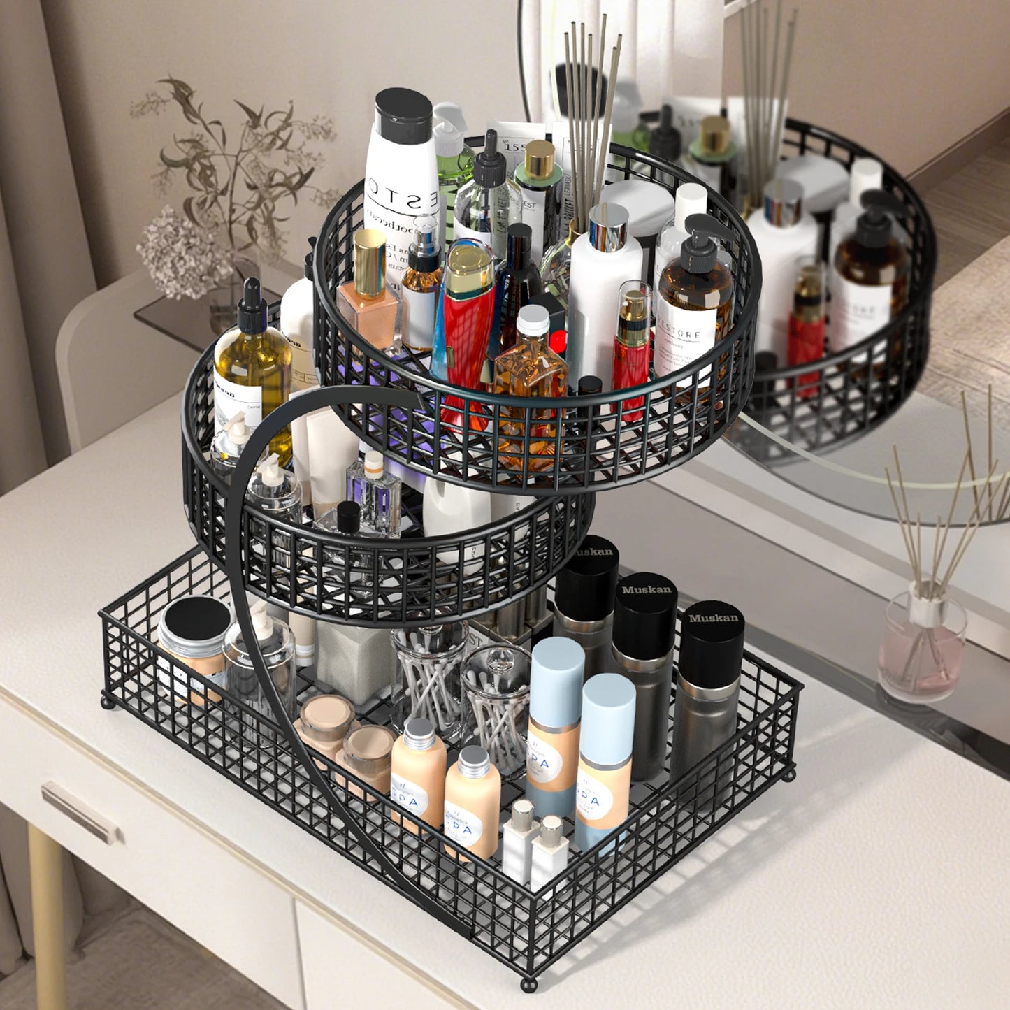 3-Tier Round Metal Storage Rack Bathroom. Kitchen