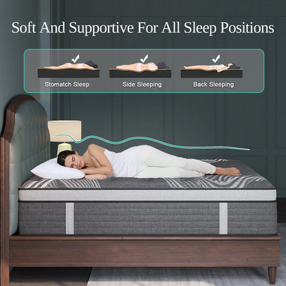 12"/14" Gel Memory Foam Hybrid Pocket Spring Mattress In A Box