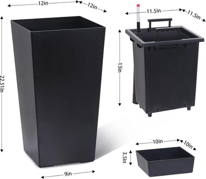 2 PCS- 22.4 in. Planter-Indoor/Outdoor Taper Planter w/ Shelf Insert-Plastic