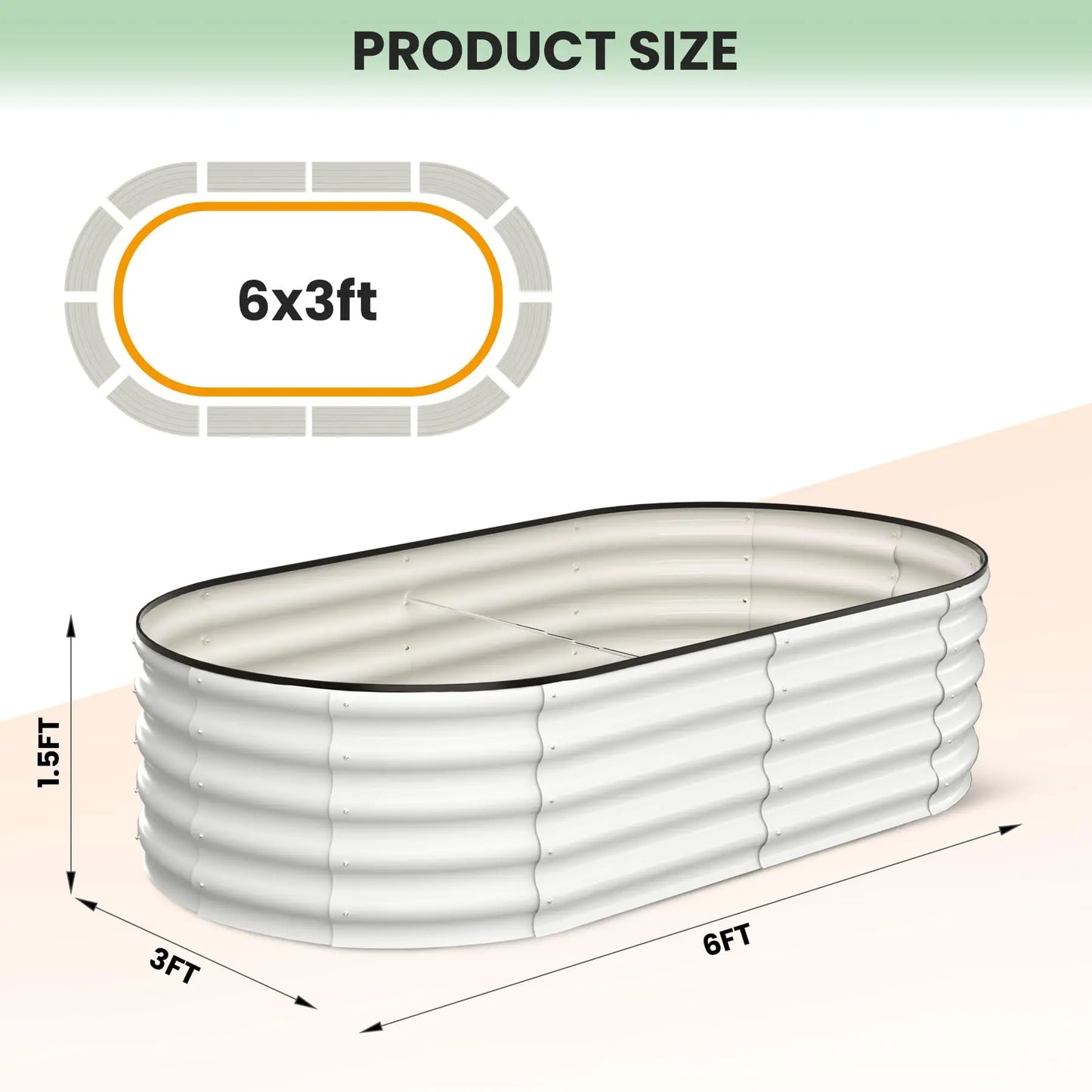 2-Pack Oval Galvanized Steel Raised Garden Bed- Open Base/Safety Edge
