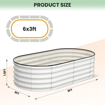 2-Pack Oval Galvanized Steel Raised Garden Bed- Open Base/Safety Edge