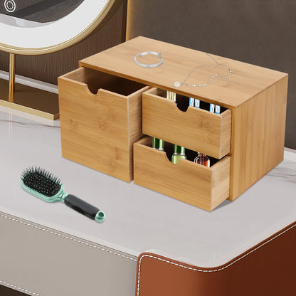 Bamboo Desk Organizer W/3 Drawers