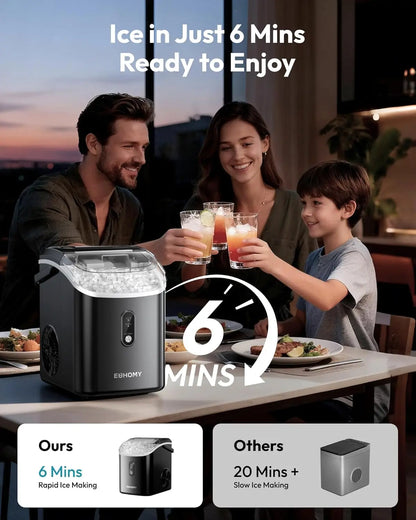 Nugget Ice Maker Countertop with Handle, in 6 Mins, 35lbs Per Day, Auto-Cleaning