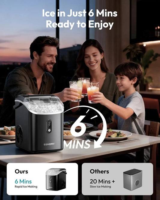 Nugget Ice Maker Countertop with Handle, in 6 Mins, 35lbs Per Day, Auto-Cleaning
