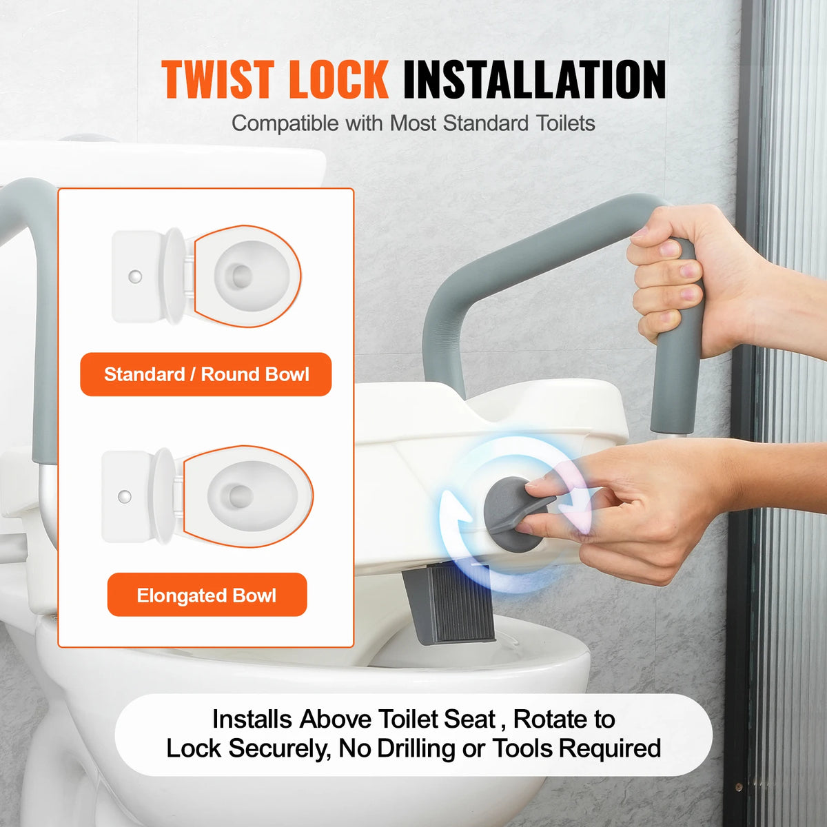 Raised Toilet Seat 5" Height Raised 350 lbs Weight Capacity