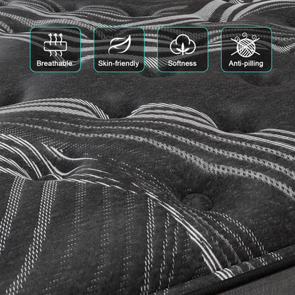 12"/14" Gel Memory Foam Hybrid Pocket Spring Mattress In A Box