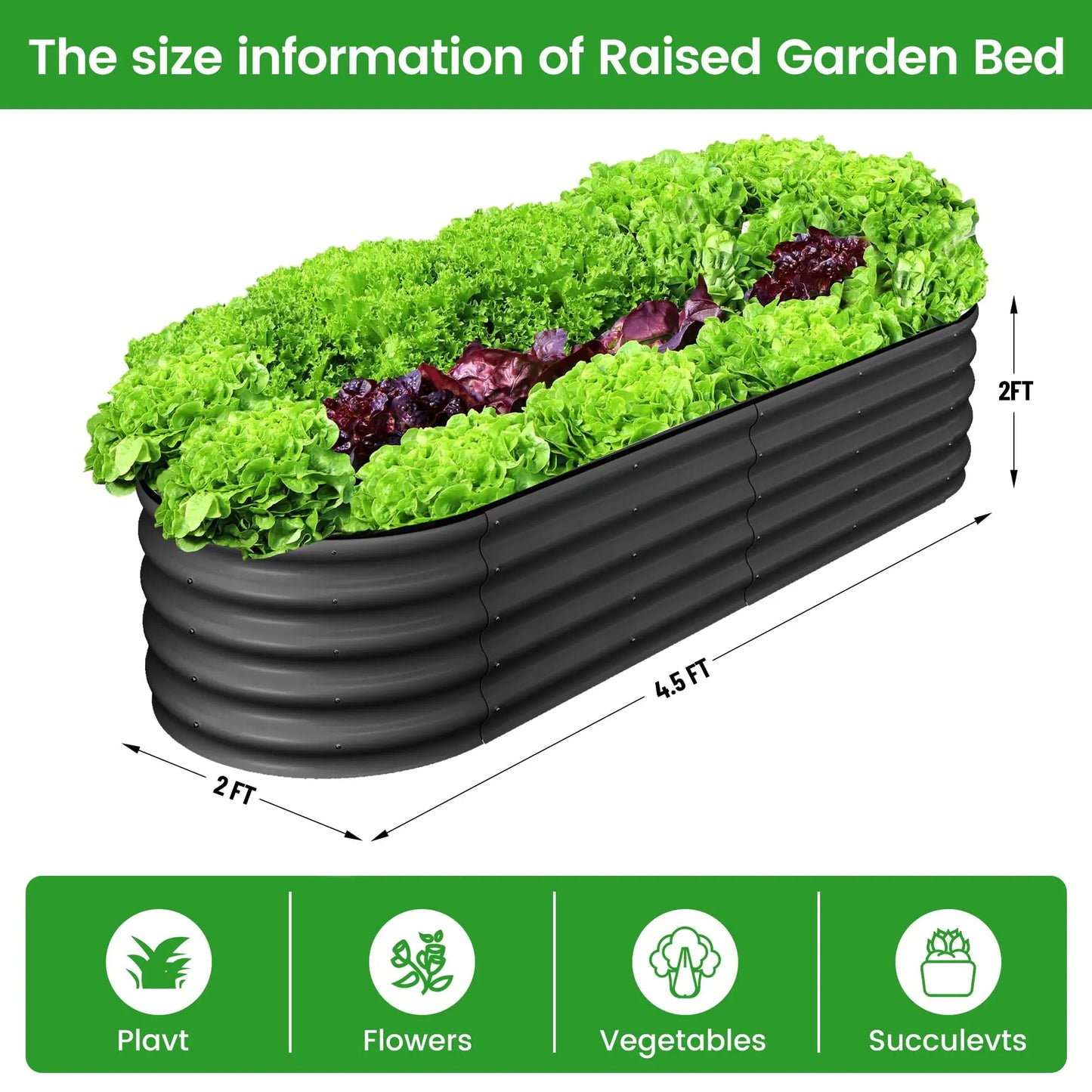 2-Pack Oval Galvanized Steel Raised Garden Bed- Open Base/Safety Edge