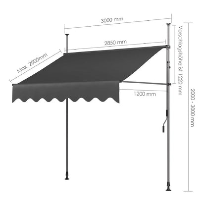 Outdoor Patio Awning Sunshade Shelter, Manual Retractable Awning/Canopy